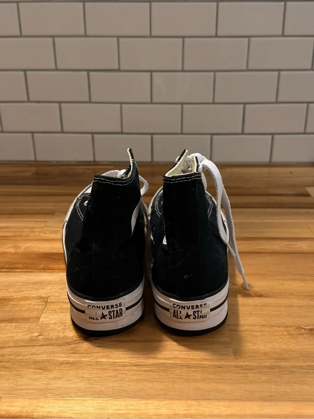 Converse Black & White High-Top Kids Sneakers platform size Y4